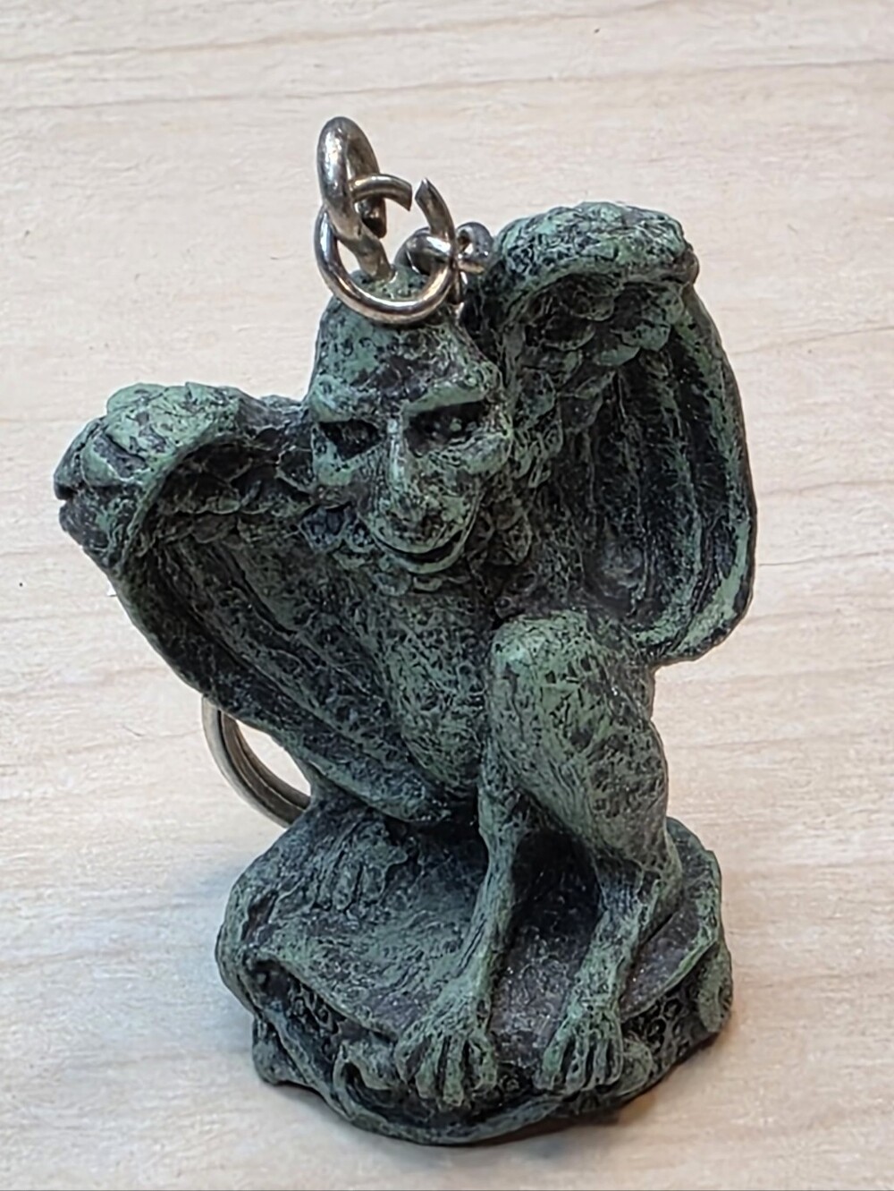 Vintage Style Winged Gargoyle/Griffin Keychain Figurine, Verdigris Patina Style